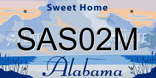SAS02M Alabama License Plate