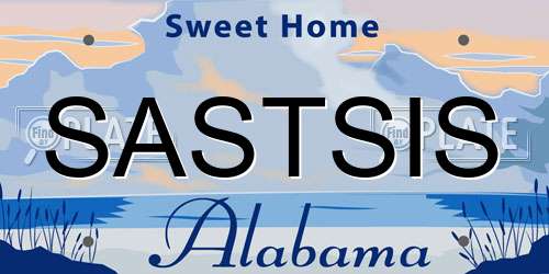 SASTSIS Alabama License Plate