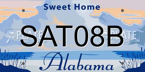 SAT08B Alabama License Plate