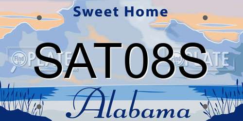 SAT08S Alabama License Plate