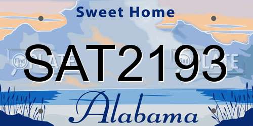 SAT2193 Alabama License Plate