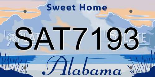 SAT7193 Alabama License Plate