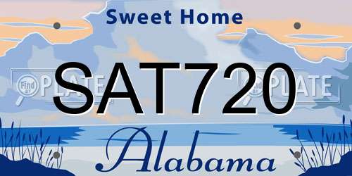 SAT720 Alabama License Plate