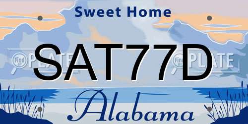 SAT77D Alabama License Plate