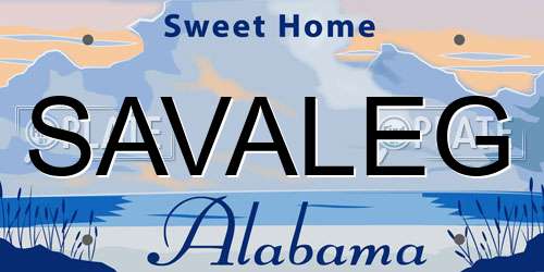 SAVALEG Alabama License Plate