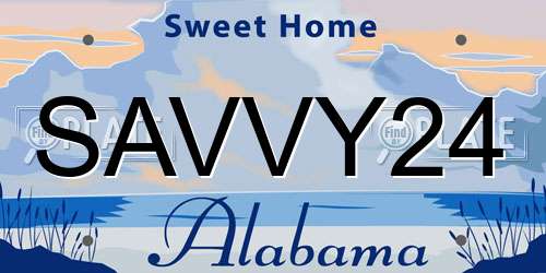 SAVVY24 Alabama License Plate