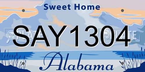 SAY1304 Alabama License Plate