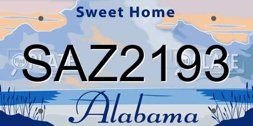 SAZ2193 Alabama License Plate