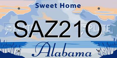 SAZ21O Alabama License Plate