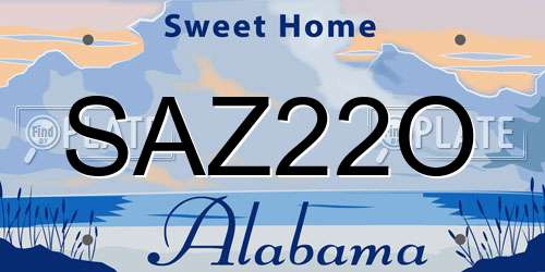 SAZ22O Alabama License Plate