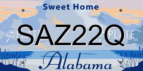 SAZ22Q Alabama License Plate