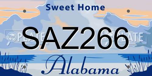 SAZ266 Alabama License Plate