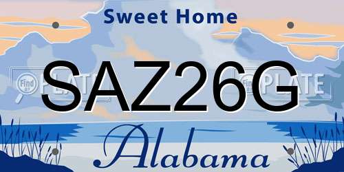 SAZ26G Alabama License Plate