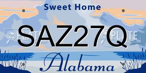 SAZ27Q Alabama License Plate