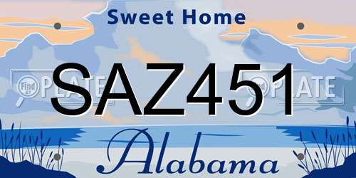 SAZ451 Alabama License Plate