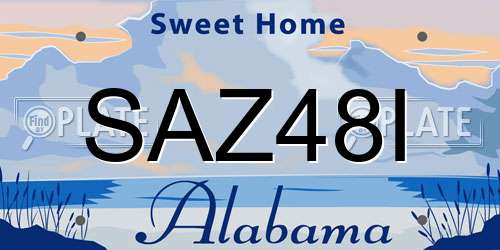 SAZ48I Alabama License Plate