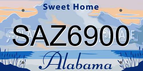 SAZ6900 Alabama License Plate