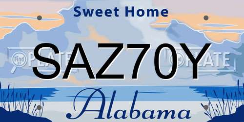 SAZ70Y Alabama License Plate