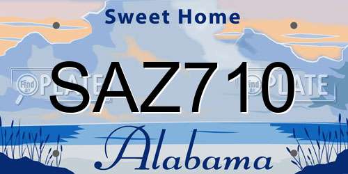 SAZ710 Alabama License Plate
