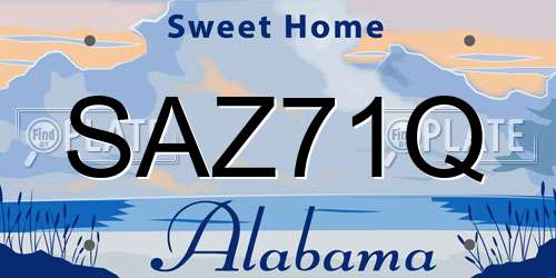SAZ71Q Alabama License Plate