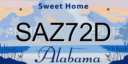 SAZ72D Alabama License Plate