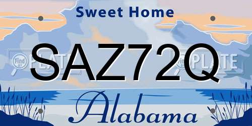 SAZ72Q Alabama License Plate