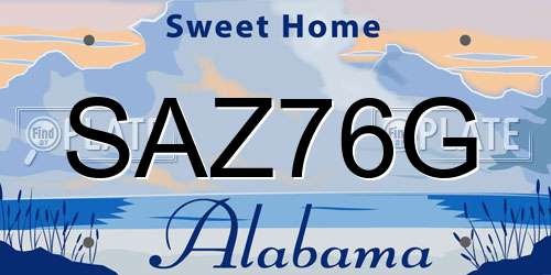 SAZ76G Alabama License Plate
