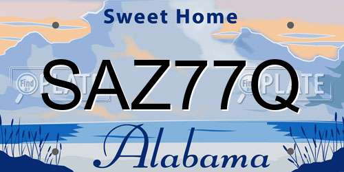 SAZ77Q Alabama License Plate