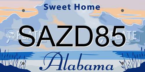 SAZD85 Alabama License Plate