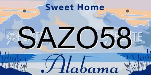 SAZO58 Alabama License Plate