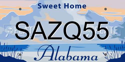SAZQ55 Alabama License Plate