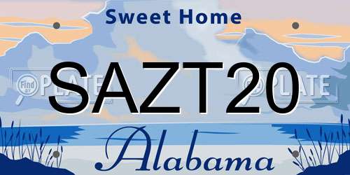 SAZT20 Alabama License Plate