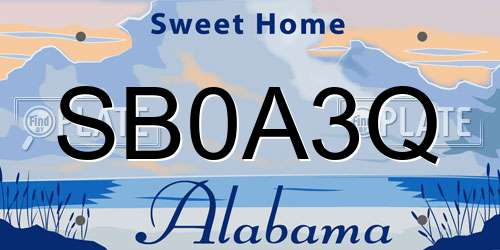 SB0A3Q Alabama License Plate