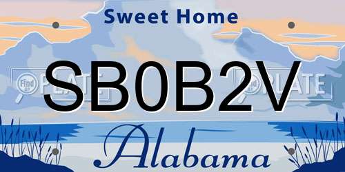 SB0B2V Alabama License Plate