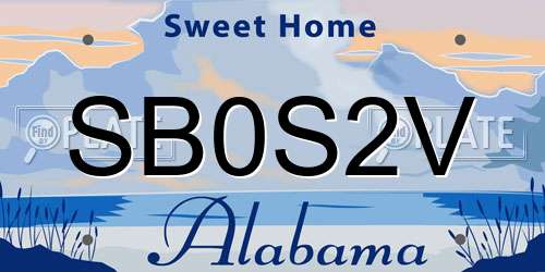 SB0S2V Alabama License Plate