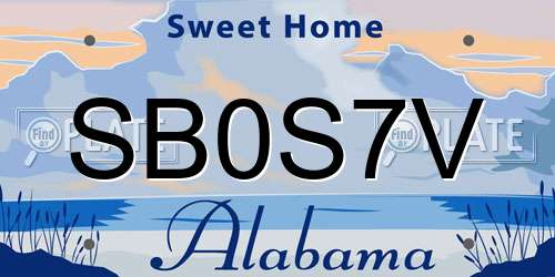 SB0S7V Alabama License Plate