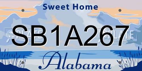 SB1A267 Alabama License Plate