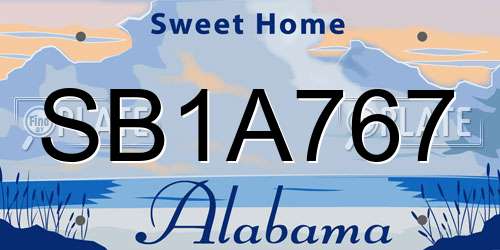 SB1A767 Alabama License Plate