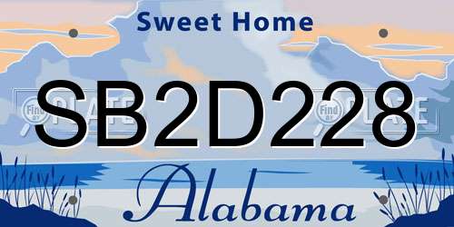 SB2D228 Alabama License Plate