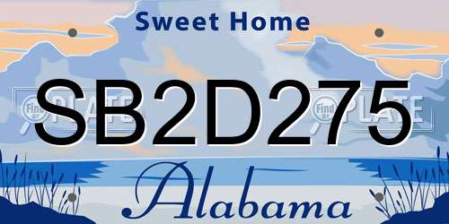 SB2D275 Alabama License Plate