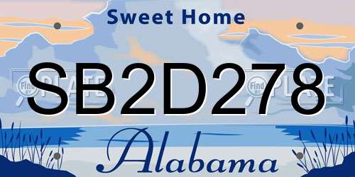 SB2D278 Alabama License Plate