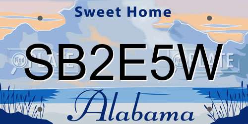 SB2E5W Alabama License Plate