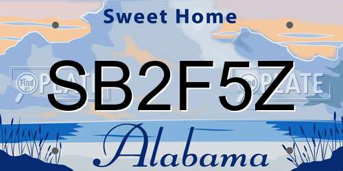 SB2F5Z Alabama License Plate