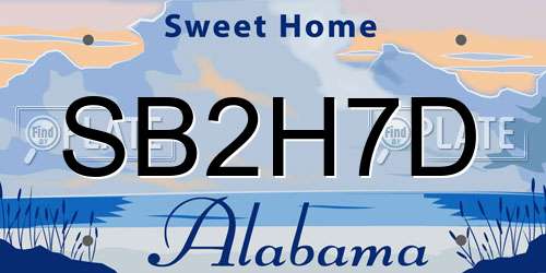 SB2H7D Alabama License Plate
