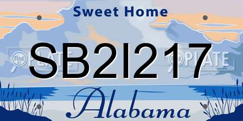 SB2I217 Alabama License Plate