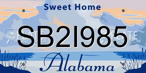 SB2I985 Alabama License Plate