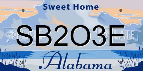 SB2O3E Alabama License Plate