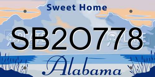 SB2O778 Alabama License Plate