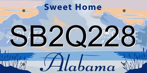SB2Q228 Alabama License Plate