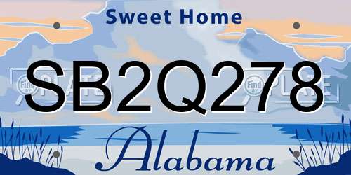 SB2Q278 Alabama License Plate